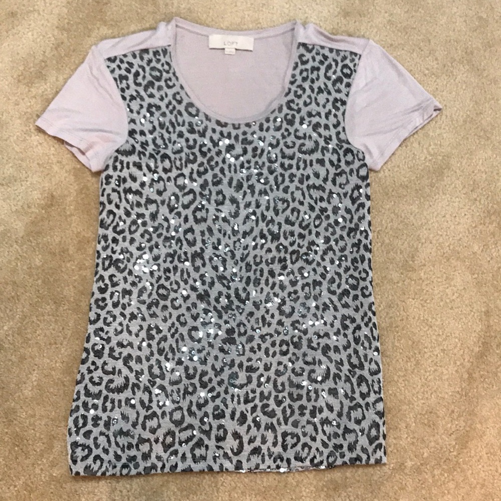Loft leopard sequin tee xs